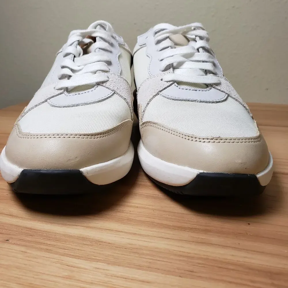 Clarks‎ Size 8 Un Rio Chunky Walking Sneaker Neutral Beige Leather Contemporary